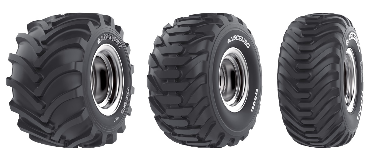 Da sinistra, i tre modelli della nuova serie di pneumatici forestali Ascenso FFB 840, FFB 841 e FFB 843